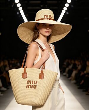 Miu Miu Straw Tote & Wide-Brim Hat Set